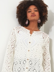 Joe Browns White Crochet Flared Sleeve Cardigan - Image 4 of 5