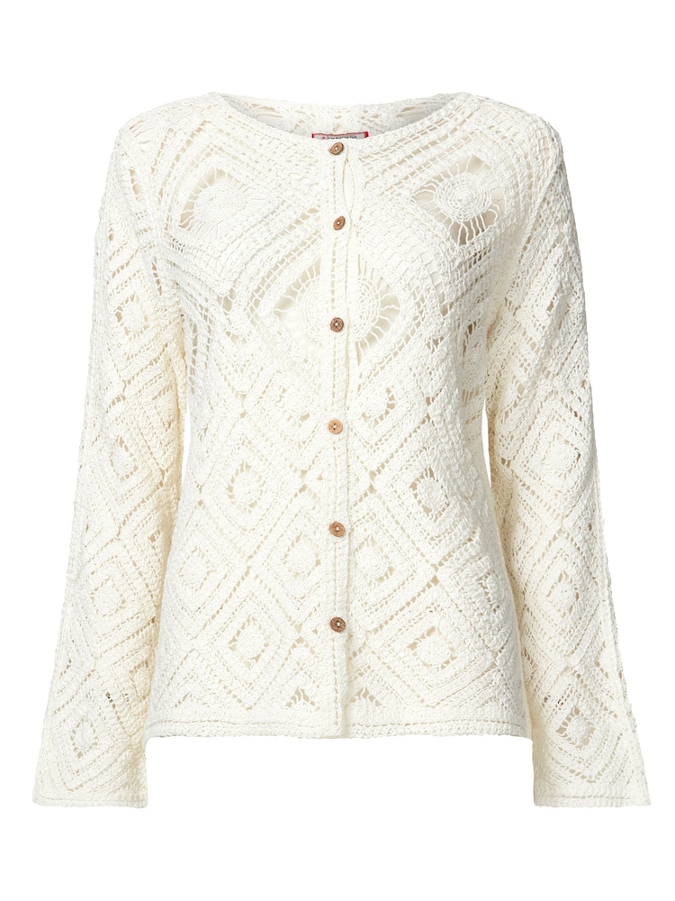 Joe Browns White Crochet Flared Sleeve Cardigan - Image 5 of 5
