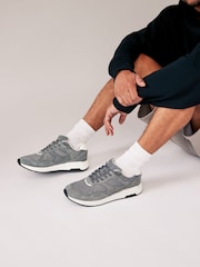 Grey Leather Runner Trainers - Image 1 of 6