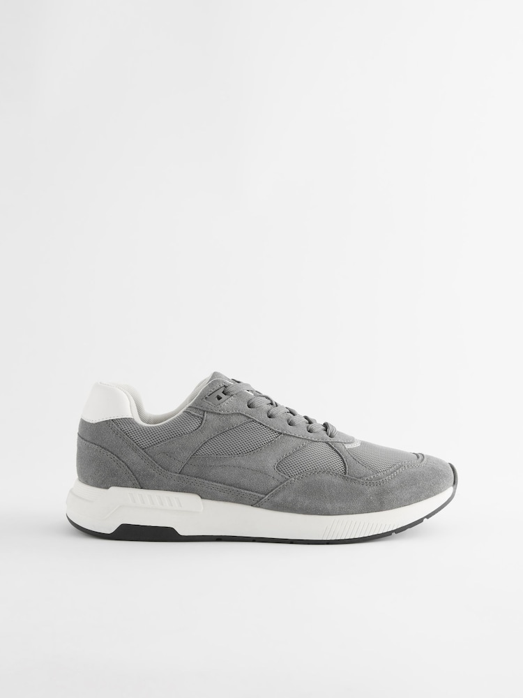 Grey Leather Runner Trainers - Image 2 of 6