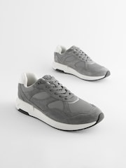 Grey Leather Runner Trainers - Image 3 of 6