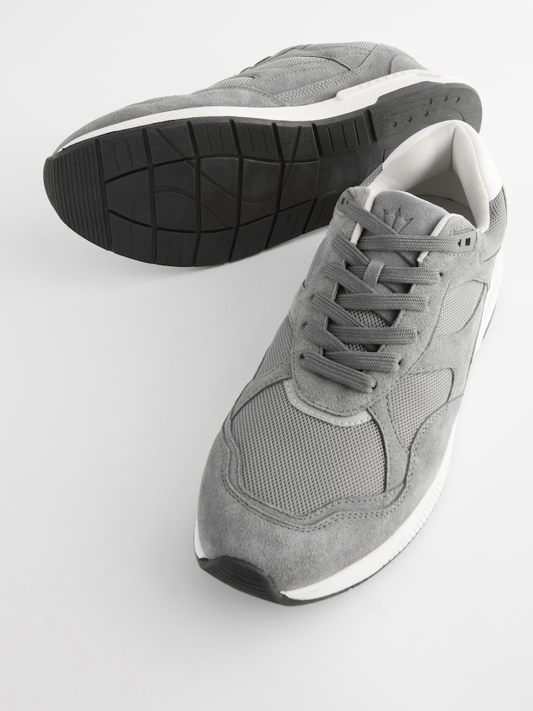Grey Leather Runner Trainers - Image 4 of 6