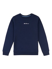 Ben Sherman Blue Boys Script Crew Neck Sweatshirt - Image 1 of 3
