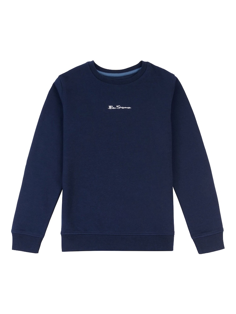Ben Sherman Blue Boys Script Crew Neck Sweatshirt - Image 1 of 3