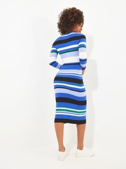 Joe Browns Blue Striped Rib Knit Midi Dress - Image 2 of 5
