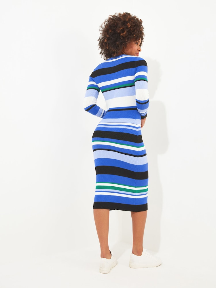 Joe Browns Blue Striped Rib Knit Midi Dress - Image 2 of 5