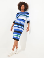 Joe Browns Blue Striped Rib Knit Midi Dress - Image 3 of 5