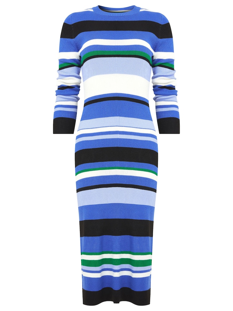 Joe Browns Blue Striped Rib Knit Midi Dress - Image 5 of 5