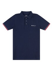 Ben Sherman Blue Boys Script Tipped Polo Shirt - Image 1 of 3