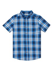 Ben Sherman Blue Boys Short Sleeve Casual Check Shirt - Image 1 of 4