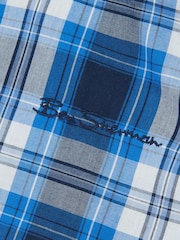 Ben Sherman Blue Boys Short Sleeve Casual Check Shirt - Image 4 of 4