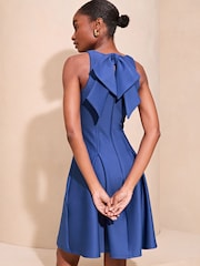 Lipsy Blue Racer A-Line Bow Back Prom Mini Dress - Image 2 of 4