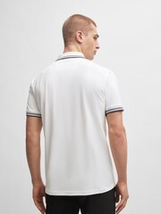 BOSS White Tipped Slim Fit Stretch Cotton Polo Shirt - Image 2 of 5