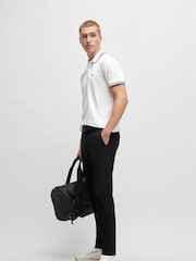 BOSS White Tipped Slim Fit Stretch Cotton Polo Shirt - Image 3 of 5