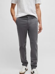 BOSS Grey Tapered Fit Stretch Cotton Chino Trousers - Image 1 of 6