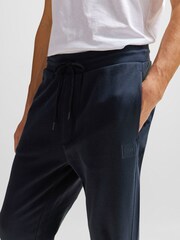 BOSS Navy Blue Logo Patch 100% Cotton Terry Joggers - Image 4 of 6