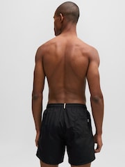 Negro - BOSS Swim Shorts With Logo And Stripe - Imagen 2 de 4