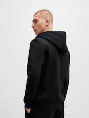 BOSS Black Logo Print Zip Up Hoodie In Stretch Cotton - Image 2 of 5
