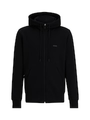 BOSS Black Logo Print Zip Up Hoodie In Stretch Cotton - Image 5 of 5