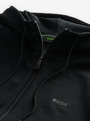 BOSS Black Logo Print Zip Up Hoodie In Stretch Cotton - Image 6 of 8