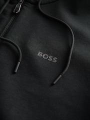 BOSS Black Logo Print Zip Up Hoodie In Stretch Cotton - Image 7 of 8