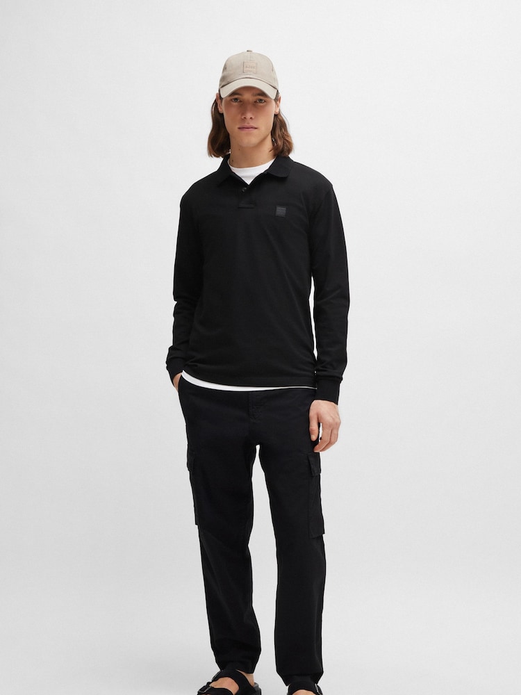 Schwarz - Boss Passerby Langarm-Poloshirt - Bild 2 von 8