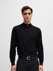 BOSS Black 100% Cotton Jersey Quarter Zip Sweater - Image 1 of 5