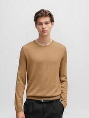 BOSS Tan Brown Virgin Wool Knitted Jumper - Image 1 of 5