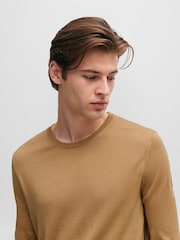BOSS Tan Brown Virgin Wool Knitted Jumper - Image 4 of 5