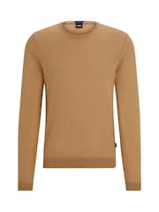 BOSS Tan Brown Virgin Wool Knitted Jumper - Image 5 of 5