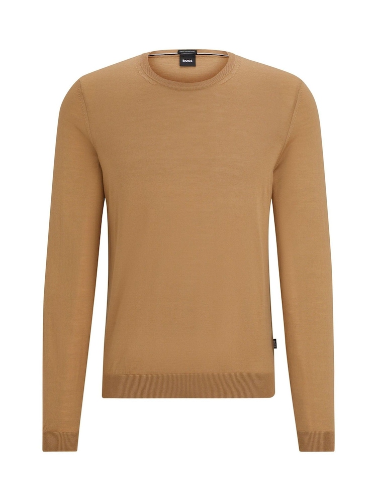 BOSS Tan Brown Virgin Wool Knitted Jumper - Image 5 of 5