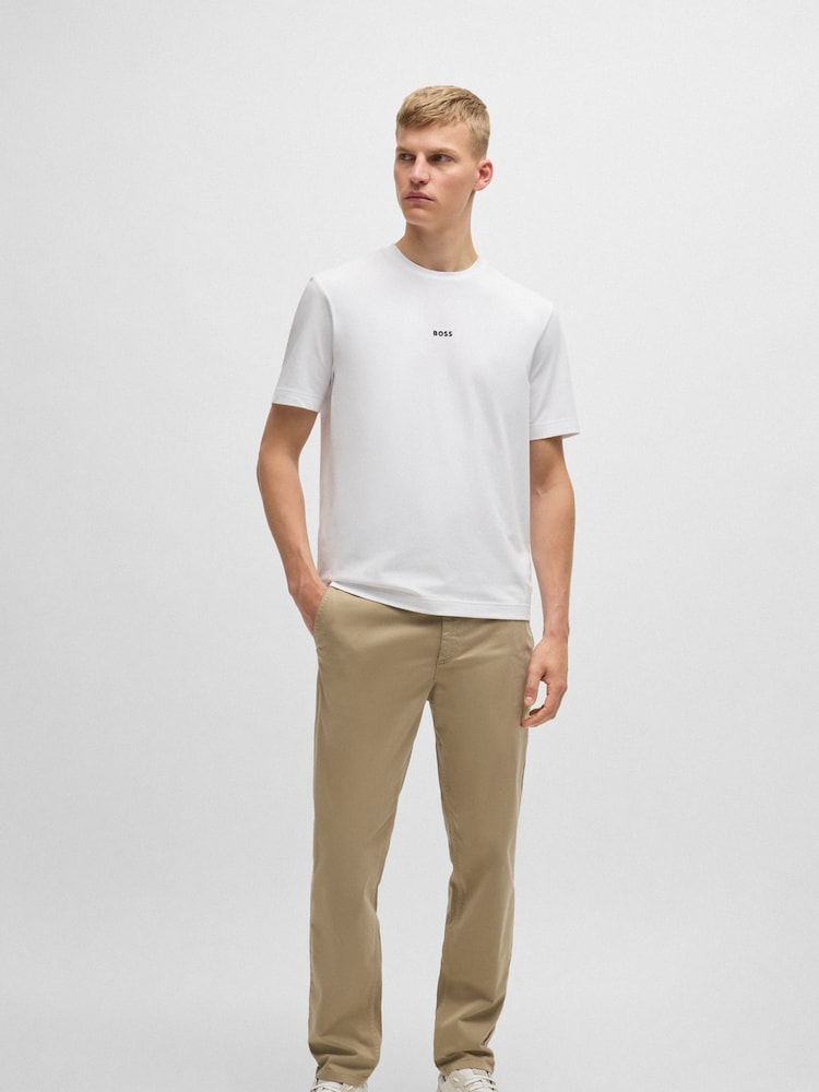 Бежевий - BOSS Tapered Fit Стрейчевий Cotton Chino Trousers - Image 3 of 6