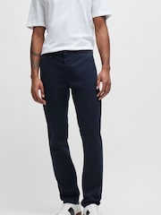 BOSS Dark Blue Slim Fit Stretch Cotton Trousers - Image 1 of 5