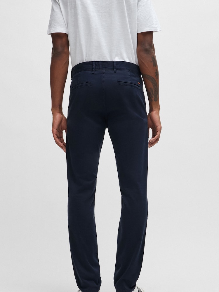 BOSS Dark Blue Slim Fit Stretch Cotton Trousers - Image 2 of 5