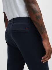 BOSS Dark Blue Slim Fit Stretch Cotton Trousers - Image 4 of 5