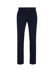 BOSS Dark Blue Slim Fit Stretch Cotton Trousers - Image 5 of 5