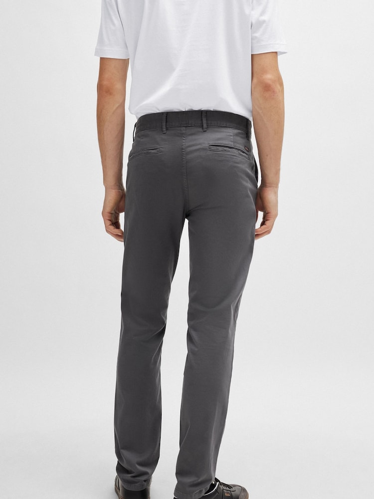 BOSS Grey Slim Fit Stretch Cotton Trousers - Image 2 of 5
