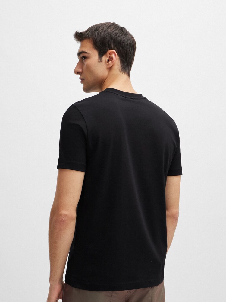 Schwarz - BOSS Logo Contrast Logo Stretch Cotton T-Shirt - Bild 2 von 5