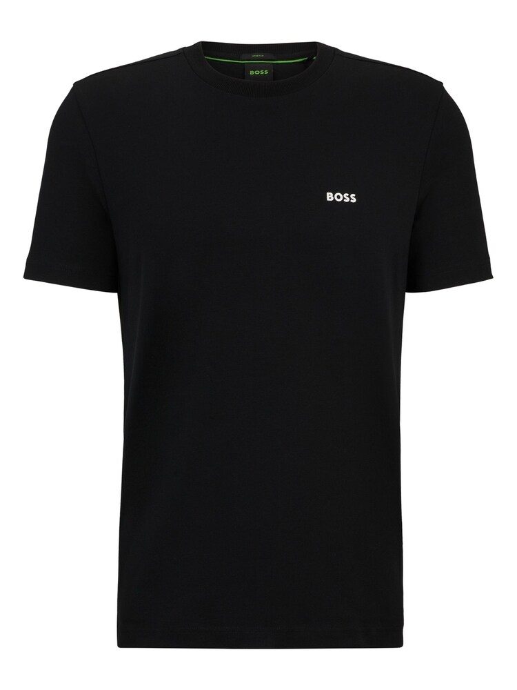 Schwarz - BOSS Logo Contrast Logo Stretch Cotton T-Shirt - Bild 5 von 5