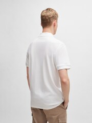 BOSS White Cotton Pique 100% Cotton Polo Shirt - Image 3 of 5