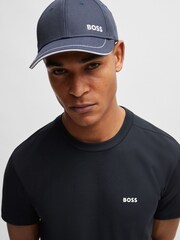 Marine - BOSS T-Shirt aus Baumwollstretch mit Kontrastlogo - Bild 4 von 8