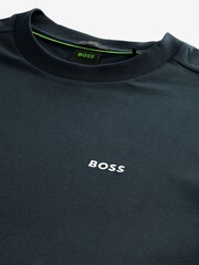 Marine - BOSS T-Shirt aus Baumwollstretch mit Kontrastlogo - Bild 6 von 8