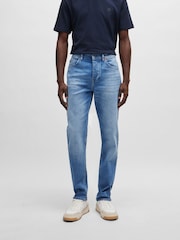 BOSS Light Blue Regular Fit Taper Comfort Stretch Denim Jeans - Image 1 of 5