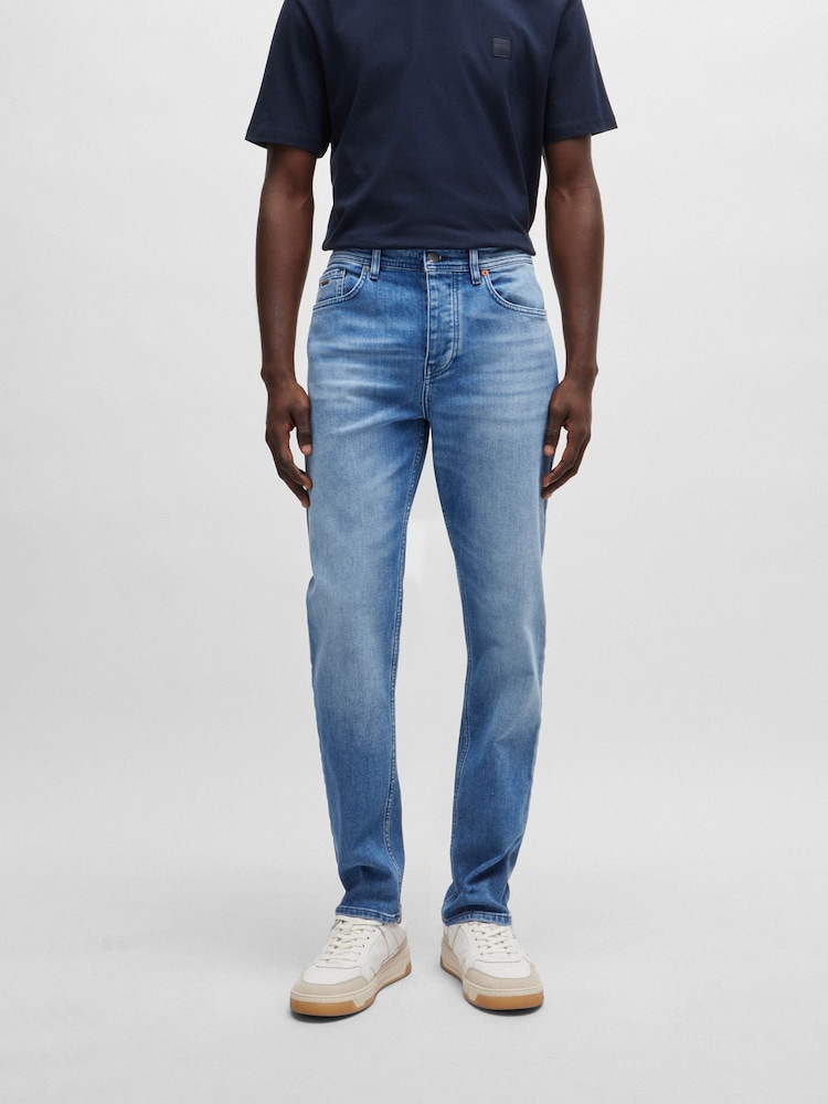 BOSS Light Blue Regular Fit Taper Comfort Stretch Denim Jeans - Image 1 of 5