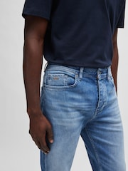 BOSS Light Blue Regular Fit Taper Comfort Stretch Denim Jeans - Image 4 of 5