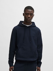 BOSS Dark Blue Logo Patch Terry 100% Cotton Hoodie - Image 1 of 8