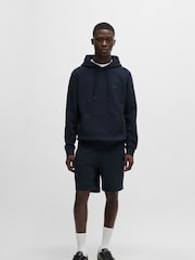 BOSS Dark Blue Logo Patch Terry 100% Cotton Hoodie - Image 3 of 8