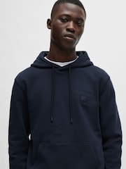 BOSS Dark Blue Logo Patch Terry 100% Cotton Hoodie - Image 4 of 8