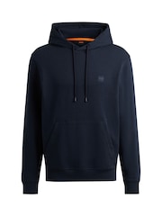 BOSS Dark Blue Logo Patch Terry 100% Cotton Hoodie - Image 5 of 8