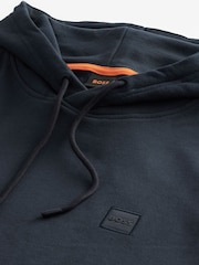 BOSS Dark Blue Logo Patch Terry 100% Cotton Hoodie - Image 6 of 8